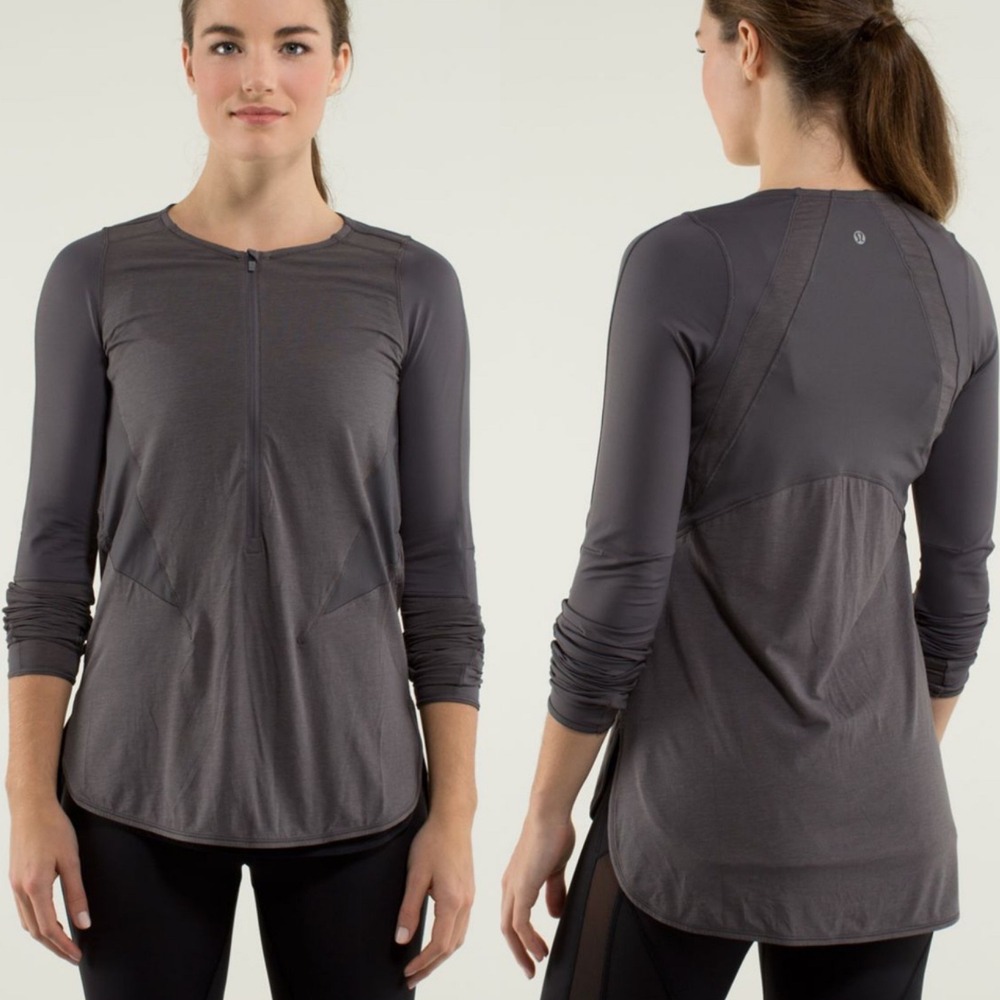 Lululemon Ride Inside Long Sleeve Running Cycling Shirt Womens Size 6‎ Grey Top